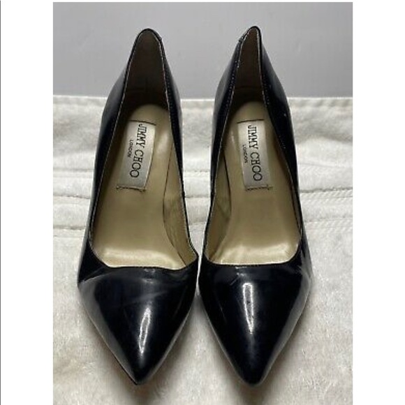 Jimmy Choo Black Patent Leather Pointed Toe Heel Pump - Picture 1 of 9
